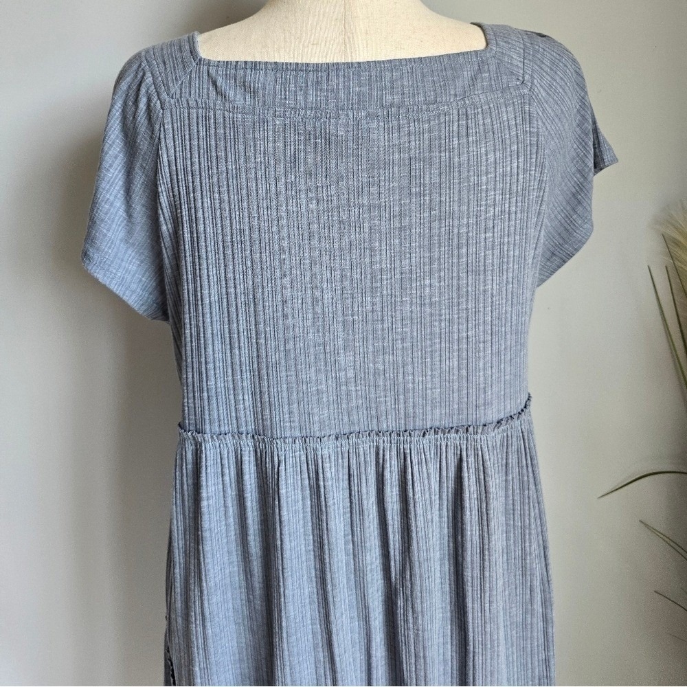 NATURAL LIFE Tiered Knit Square Neck Babydoll Dress SZ Large Coastal Cowgirl - Picture 8 of 11